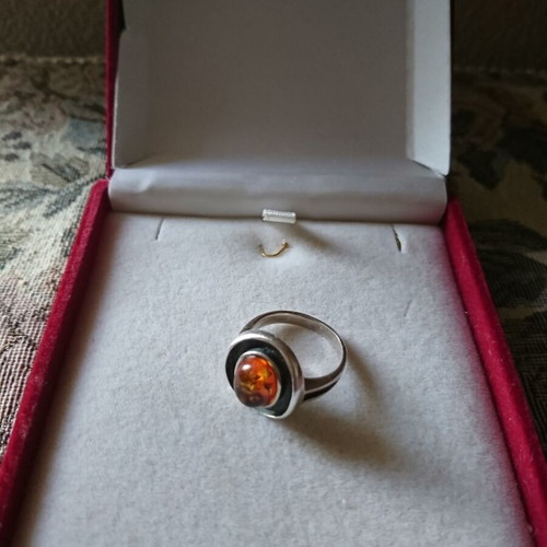 Silver ring with Baltic amber like new