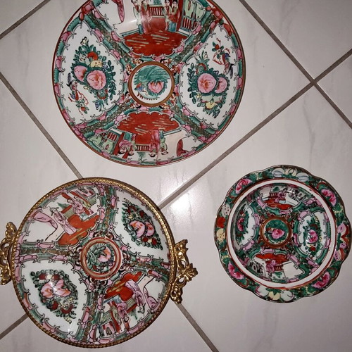 Satsuma Porcelain Set 4 pieces Famille Rose