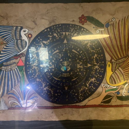 Piedra del Sol Aztec Sun Stone papyrus replica like new