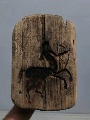 Σφραγίδα ψωμιού χειροποίητη με κένταυρο τοξότη σε θαλασσόξυλο καινούργια