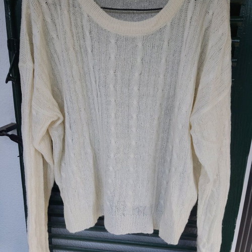 Brave Soul XL soft fluffy sweater with braids like new, white beige
