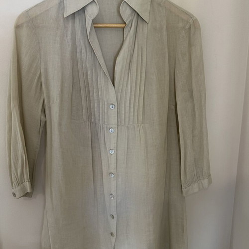 Benetton long beige linen shirt tunic new