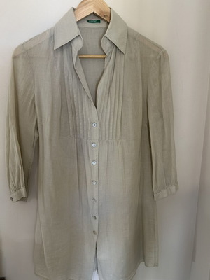 Benetton long beige linen shirt tunic new