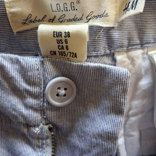 H&M L.O.G.G. women's pants with subtle thin stripe, blue