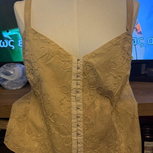 Handmade top bustier cotton with elastane, new, mustard khaki