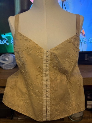 Handmade top bustier cotton with elastane, new, mustard khaki