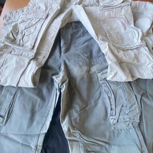 Bershka cargo pants, size 32, black beige olive