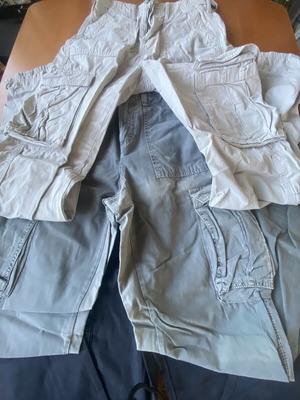Bershka cargo pants, size 32, black beige olive
