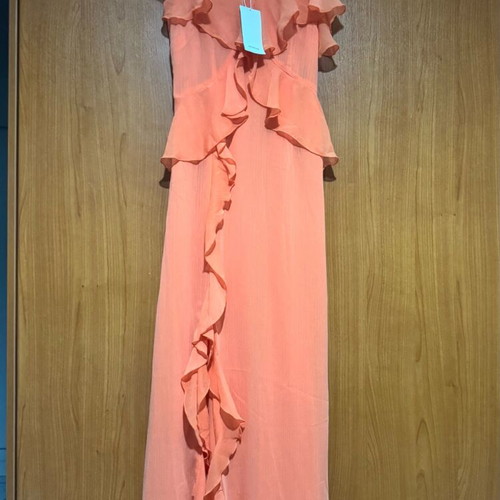 Dress with ruffles new, size XS, orange