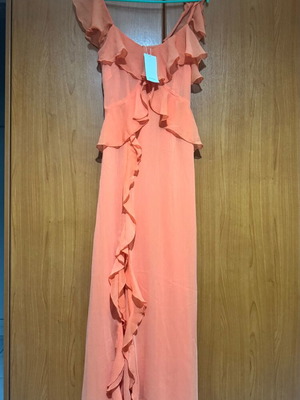 Dress with ruffles new, size XS, orange