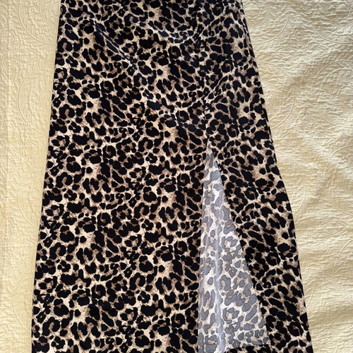 Leopard Midi Skirt with Front Slit new condition