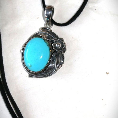 Turquoise Silver 925 Sterling Navajo Indian Pendant Necklace new