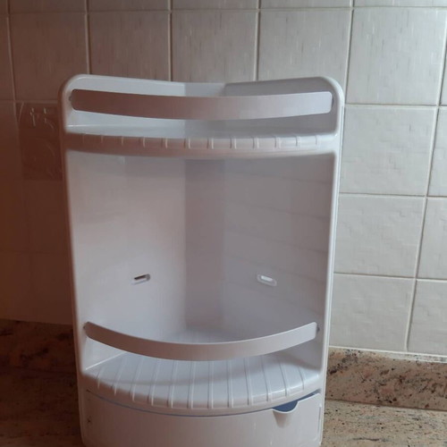 Bathroom shelf used, plastic with broken top shelf