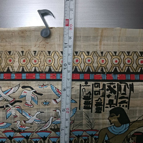Painting on papyrus with Egyptian theme used