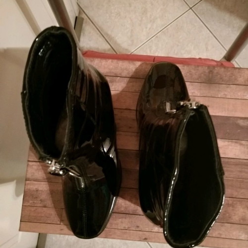 Patent leather ankle boots used, black, size 36, 7cm heel