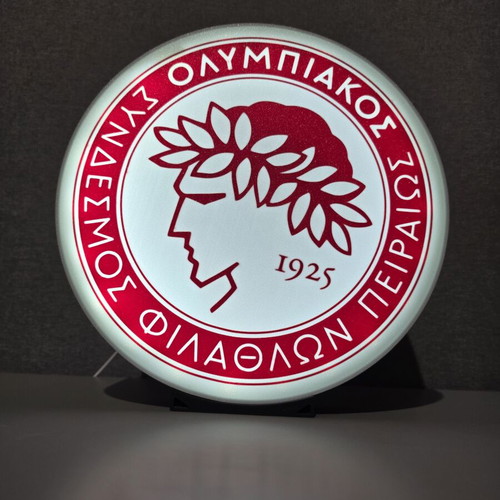3D Printed Olympiakos Symbol Lamp like new, USB LED light