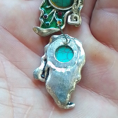 Aigner handmade earrings like new with turquoise and enamel boho style