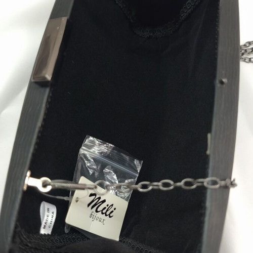 Shoulder bag new, black with chain strap, plastic material