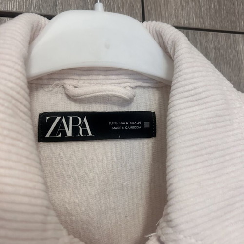 Zara Corduroy Jacket with Detachable Belt, Like New, Ecru