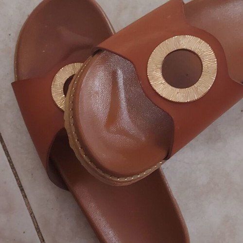 Camel slippers size 40 narrow fit made of synthetic leather