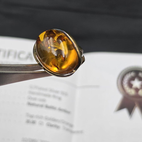 Silver 925 ring with natural Baltic amber 35 ct, like new