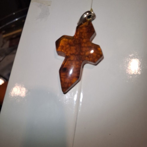 Cross pendant made of natural Baltic amber new