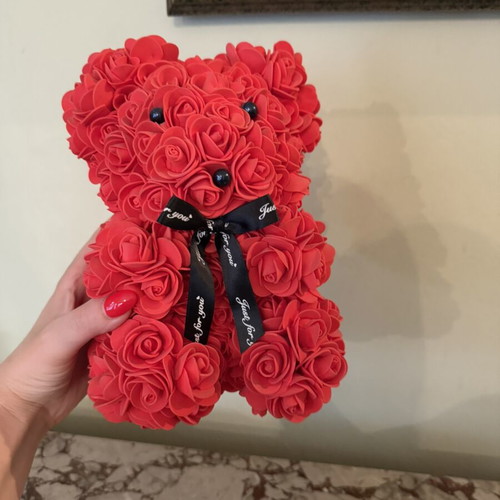Rose Teddy Bear like new, handmade with foam roses