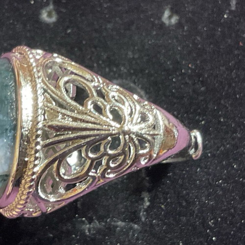 Ring one size with natural moss agate stone
