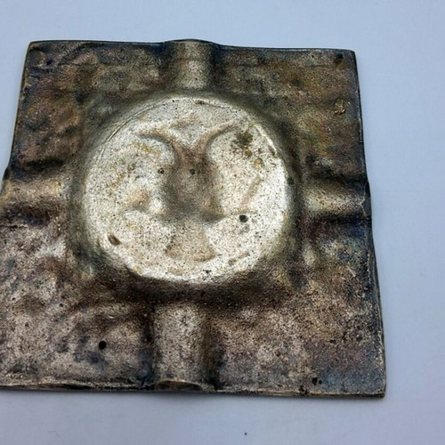 Vintage metal ashtray with Byzantine double-headed eagle, like new