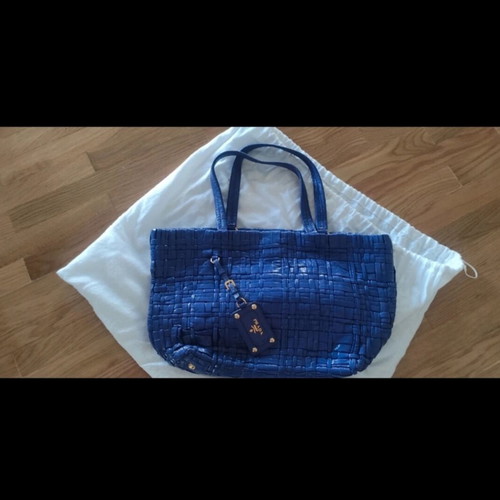 Prada Iris Vernice Weave Patent Leather Shoulder Tote, purple