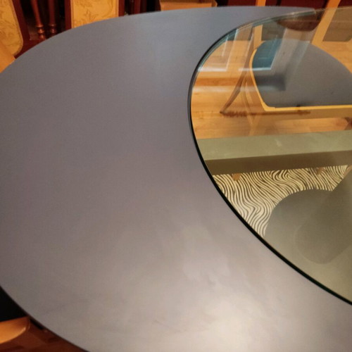 Glass dining table with extension used 1.60+1.00 m