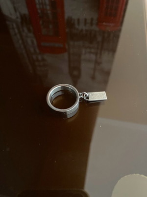 Stainless steel ring women's like new with Moschino detail