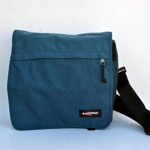 Eastpak Vintage Messenger Bag Blue Shoulder Laptop Y2K, like new