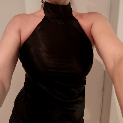 Satin evening asymmetric dress size S 36 8 black like new