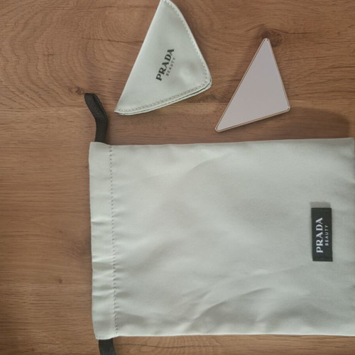 Prada Beauty accessory set new, turquoise fabric pouch with mirror