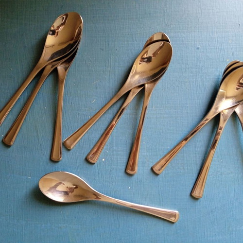 AMC dessert spoons used, set of 10, 18/10 stainless steel