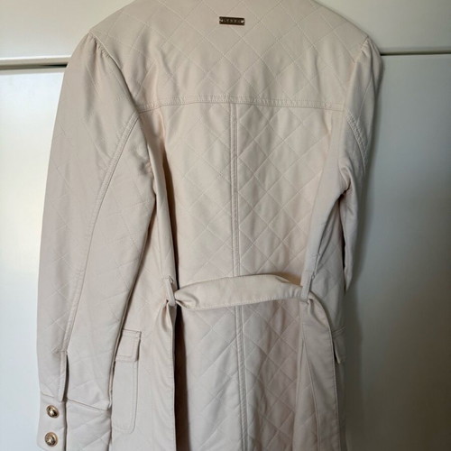 Lynne Quilted Faux Leather Jacket with Belt like new, white