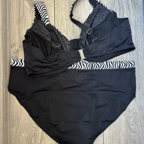 Two-piece swimsuit new, size 52, black and white