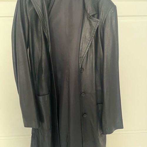Christina Gavioli Leather Coat Size 44 Used Black Slim Fit