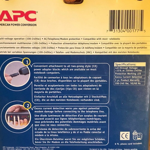 APC Surge Arrest Protector PnotePro-EC new