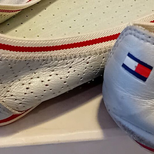 Tommy Hilfiger leather flats silver women's shoes 36/37