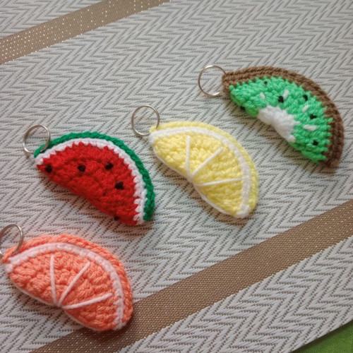 Handmade crocheted summer fruit bonbonnieres