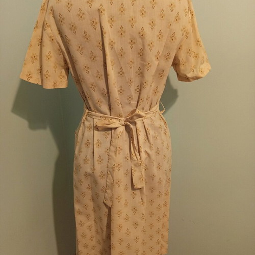 Vintage midi dress style 60's like new, beige, cotton fabric