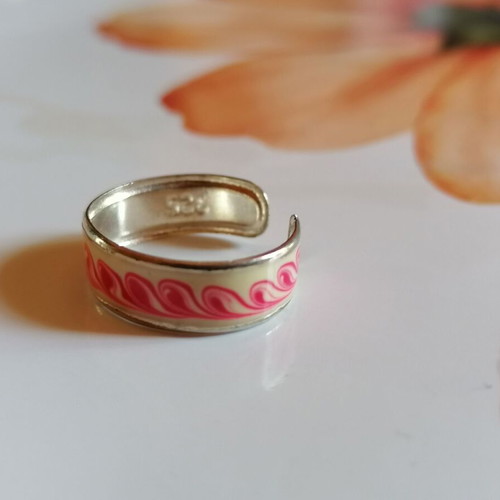 Silver 925 Painted Pink Zakaria Toe Ring new