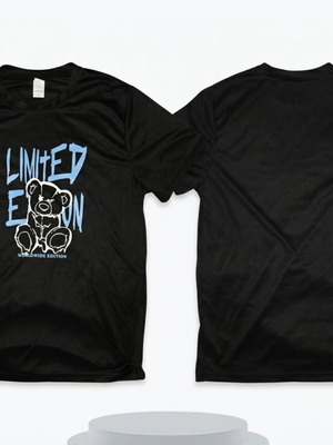 Limit Limited Edition T-shirt with bear, black, size L, oversized
