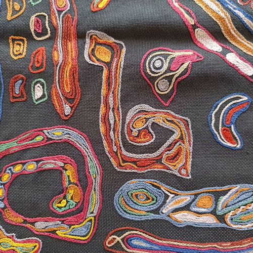Vintage ethnic Mexico Nierika handmade table linen used