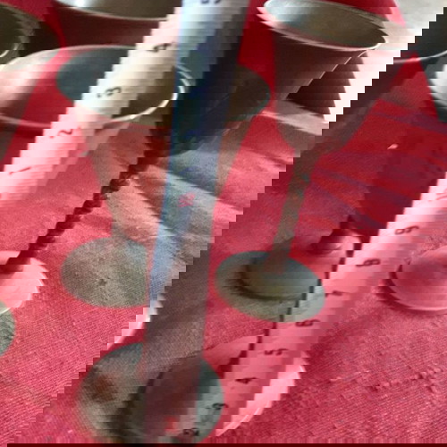 Μεταλλικά ποτήρια αλπακά σκαλιστά μεταχειρισμένα, πακέτο 4, δεκαετίας '80