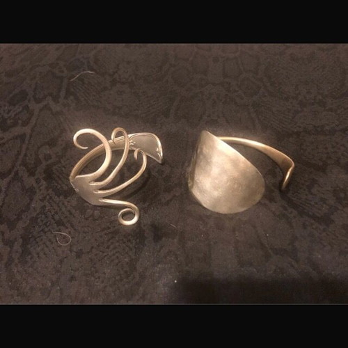 Bracelets from spoon-fork used, pack of 2, decorative vintage silver color