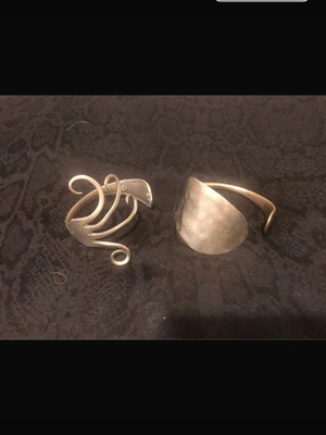 Bracelets from spoon-fork used, pack of 2, decorative vintage silver color