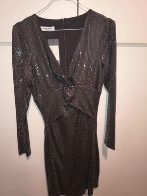 Chrisper dress new black draped crossover bust, size 1 medium